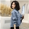 玄衣然 牛仔外套女春秋新款韩版宽松显瘦时尚洋气短款简约英文刺绣上衣潮 图片色 L