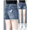芳帛牛仔短裤女夏季薄款新款松紧高腰显瘦百搭休闲破洞宽松a字阔腿热裤 554蓝色 28