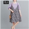 简当夏装新款加肥加大码女装胖妹妹MM碎花雪纺连衣裙法式裙宽松显瘦中长款A字裙SFF3456 紫碎花裙 均码( 100-190斤)