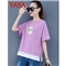 鸭鸭服饰yayaT恤女季韩版新款百搭宽松紫色女装夏大码短袖t恤女短款上衣 香芋紫 请选择正确尺码