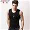简束 背心男夏纯棉v领无袖宽肩男士运动背心健身休闲修身紧身弹力打底汗衫T102 黑色 XL