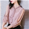 雪纺衬衫女装夏季新款韩版时尚系带洋气木耳边宽松百搭上衣设计感小众衬衣女 粉红色 L
