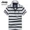 JEEP 短袖t恤男夏季商务休闲男装T恤男士条纹翻立领半袖体恤polo衫上衣打底衫潮流都市 0078白色 2XL