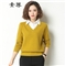 素荨针织衫女套头短款秋装新款衬衫领毛衣女宽松百搭春秋打底衫 黄色15102 M