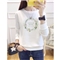 泛哥卫衣女秋冬季新款套装韩版宽松学生长袖T恤打底衫显瘦大码女装外套潮闺蜜装班服定制 白色花藤春秋款 M(建议95-110斤)