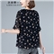 衣典零一 夏装新款夏季女装雪纺衫女时尚百搭韩版休闲宽松女士妈妈装印花短袖T恤衫女上衣衫衣小衫 黑色 XL