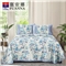 水漾江南 冰丝印花席床单款三件套(凉席1件枕套2件)(适合1.5-1.8米床)【聚酯纤维+纤维素材料/蓝】