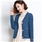 歌米拉 针织衫女开衫秋季新款毛衣女外套时尚韩版春秋女装长袖短款 蓝色 M