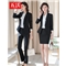 五沃 职业装女装套装小西装女时尚OL气质修身商务正装上班族工作服 黑色西装+西裤 L