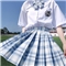 jk制服馆学院风夏季新款格裙百褶裙水手裙女学生日系不良少女正统校服短裙格子裙半身裙 不死川格裙+领结 S