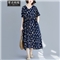 零点蚂蚁新款加肥加大码女装胖mm夏装洋气休闲时尚韩版v领收腰遮肉宽松连衣裙胖人女装胖妹妹裙子 图片色 均码【110-200斤】