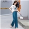 信和祥休闲裤女雪纺套装女夏装新款气质女神范衣服洋气减龄休闲两件套阔腿裤 蓝色 L