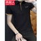 南极人短袖T恤男夏装新品半袖翻领纯色男士POLO衫男装打底衫 黑色 XL