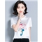 婪澈短袖T恤女女装夏季新款韩版时尚气质圆领印花衣服t恤女显瘦拼接上衣女 白色 请拍正确尺码