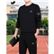 富贵鸟 卫衣男套装秋冬季新款圆领大码运动套装中青年男士加绒打底衫长袖T恤男装 黑色春秋款两件套 XL   （适合130~147斤体重）