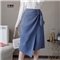 芈娜魅不规则半身裙女中长款夏新款学生高腰显瘦包臀裙时尚百搭开叉一步裙子 图片色 XL