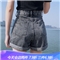 沫澜仟衣高腰牛仔短裤女夏季新款韩版宽松显瘦阔腿裤子女休闲百搭外穿a字热裤优质面料 黑灰 XL