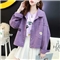 歌卡兰短外套女早秋新品女装小雏菊女装牛仔外套女宽松韩版洋气短款开衫网红紫色上衣风衣女2305 紫色 L