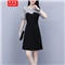 尼熙美 大码女装胖mm新款胖妹妹夏装宽松显瘦遮肚子连衣裙拼接加肥加大码遮肉桔梗裙 黑色 3XL 建议145-160斤