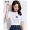 韩可思 纯棉短袖t恤女春夏装新款韩版时尚宽松百搭休闲女装学生上衣女打底衫 XX2058 典雅白 请拍正确尺码