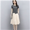 莱倪晟纳连衣裙新品女装夏季短袖时尚洋气宽松两件套中长款裙子 灰色上衣+米白裙子 请拍正确尺码