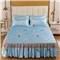 印花蕾丝床裙款冰丝席凉席三件套【冰丝（聚酯纤维）/朵菲雅-兰】