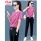 梓龄 休闲运动服套装女夏天新款韩版宽松短袖长裤洋气减龄女装休闲裤女两件套 豆沙色 请拍对应尺码